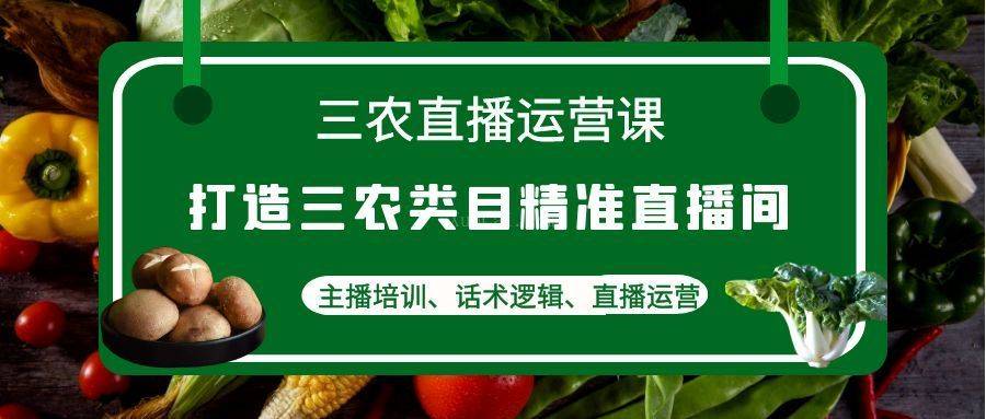 三农直播运营课:打造三农类目精准直播间-续财库